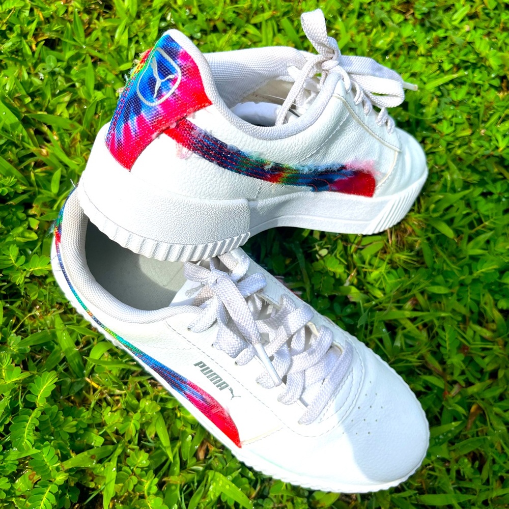 PUMA BIG KID CARINA TIE DYED PLATFORM SNEAKERS Sz 5C